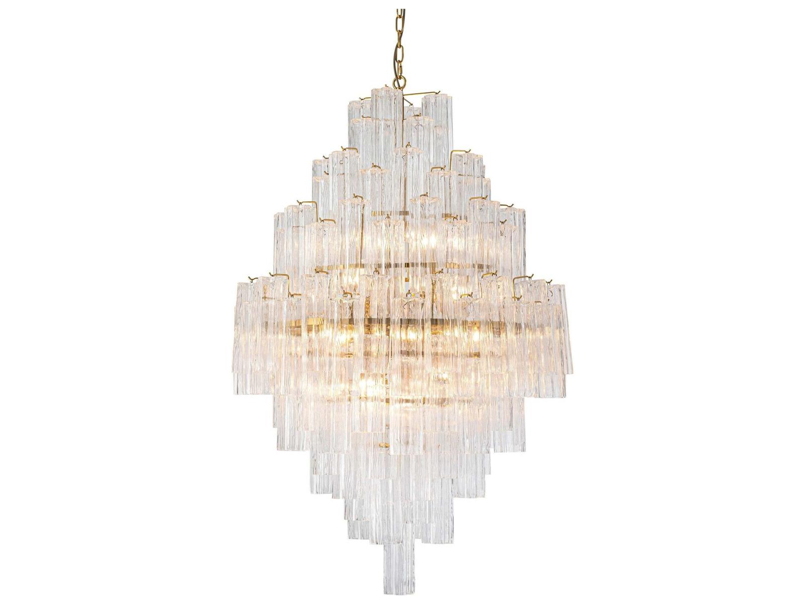 Zentique Glacier Drop 20-Light Grey Brass Chandelier