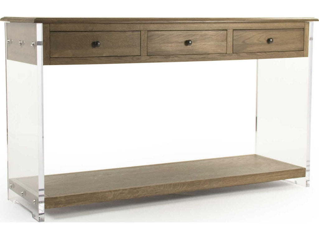 Talon Rectangle Console Table Oak and Acrylic with Clear Finish