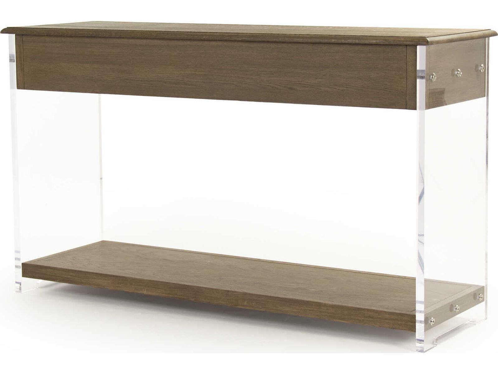 Talon Rectangle Console Table Oak and Acrylic with Clear Finish