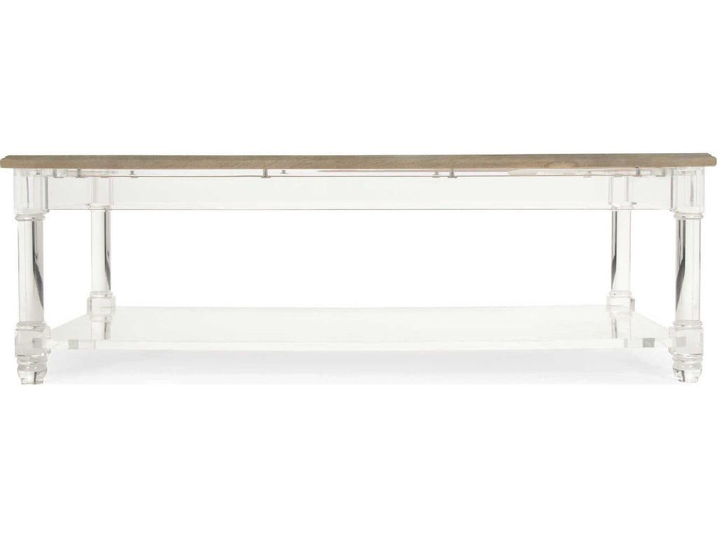 Corbin Rectangle Coffee Table Acrylic Base Wood Top