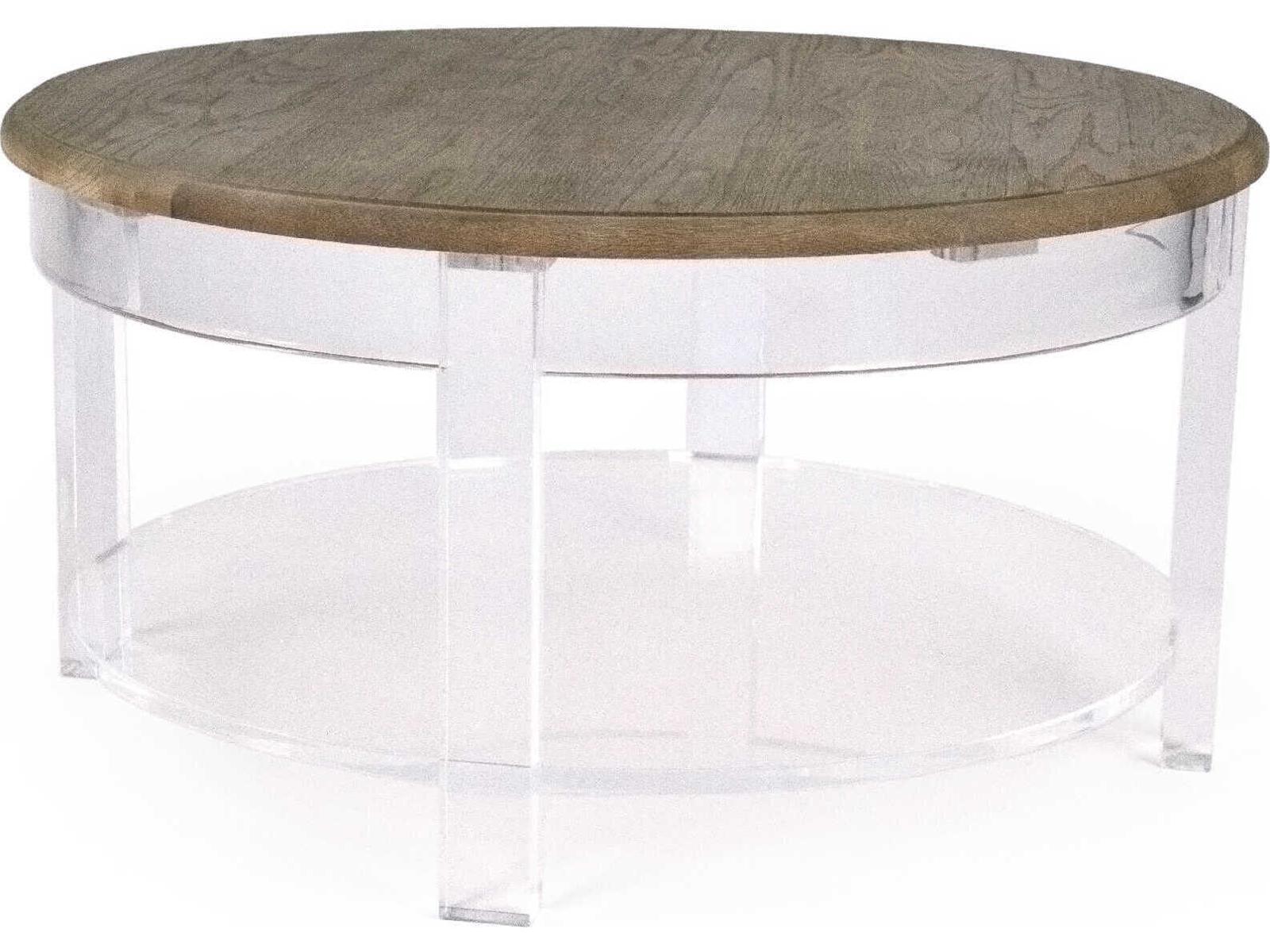 Beau Round Coffee Table in Weathered Oak and Acrylic