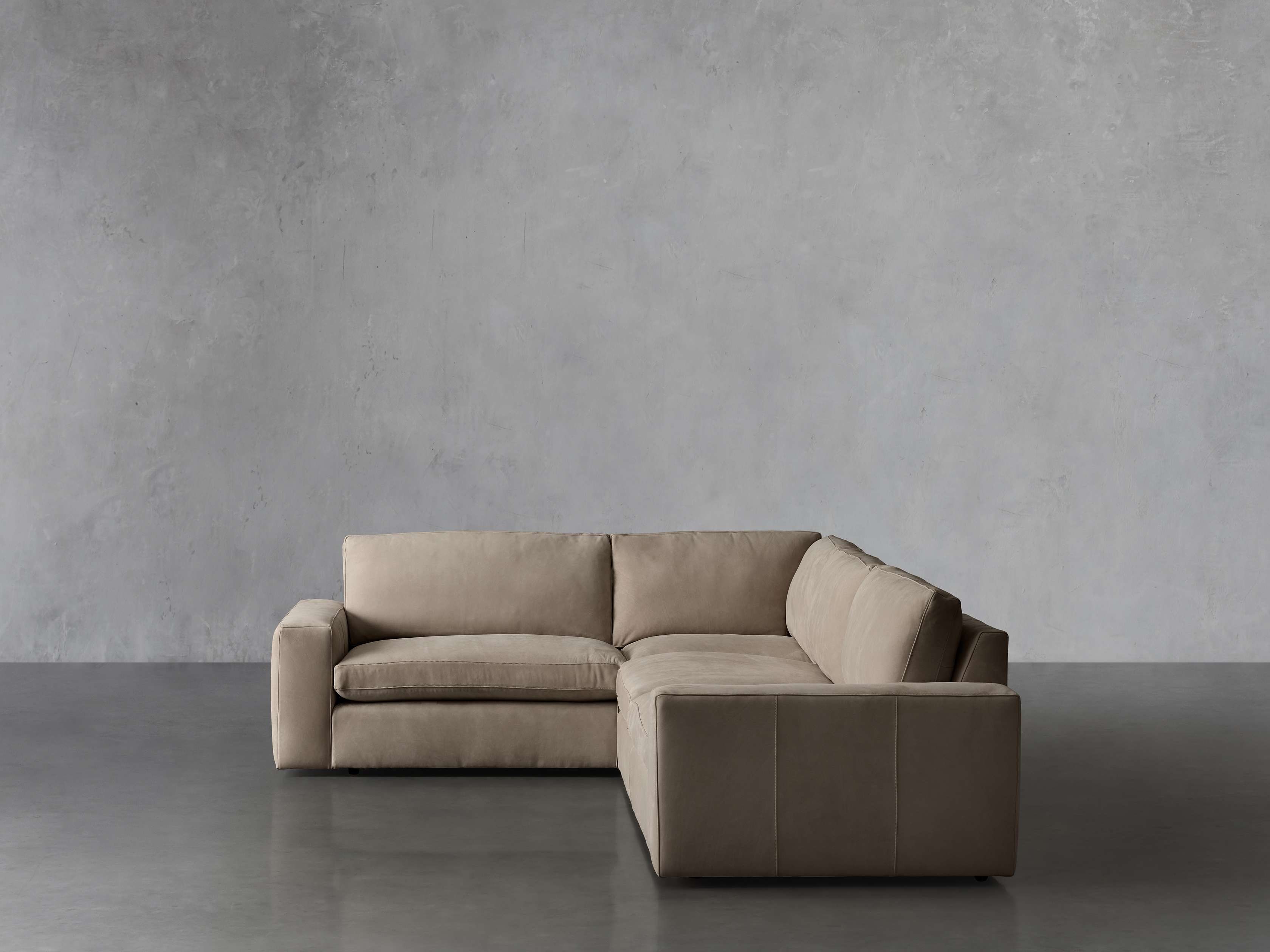 Kipton Wide Arm Nubuck Leather Two-Piece Sectional