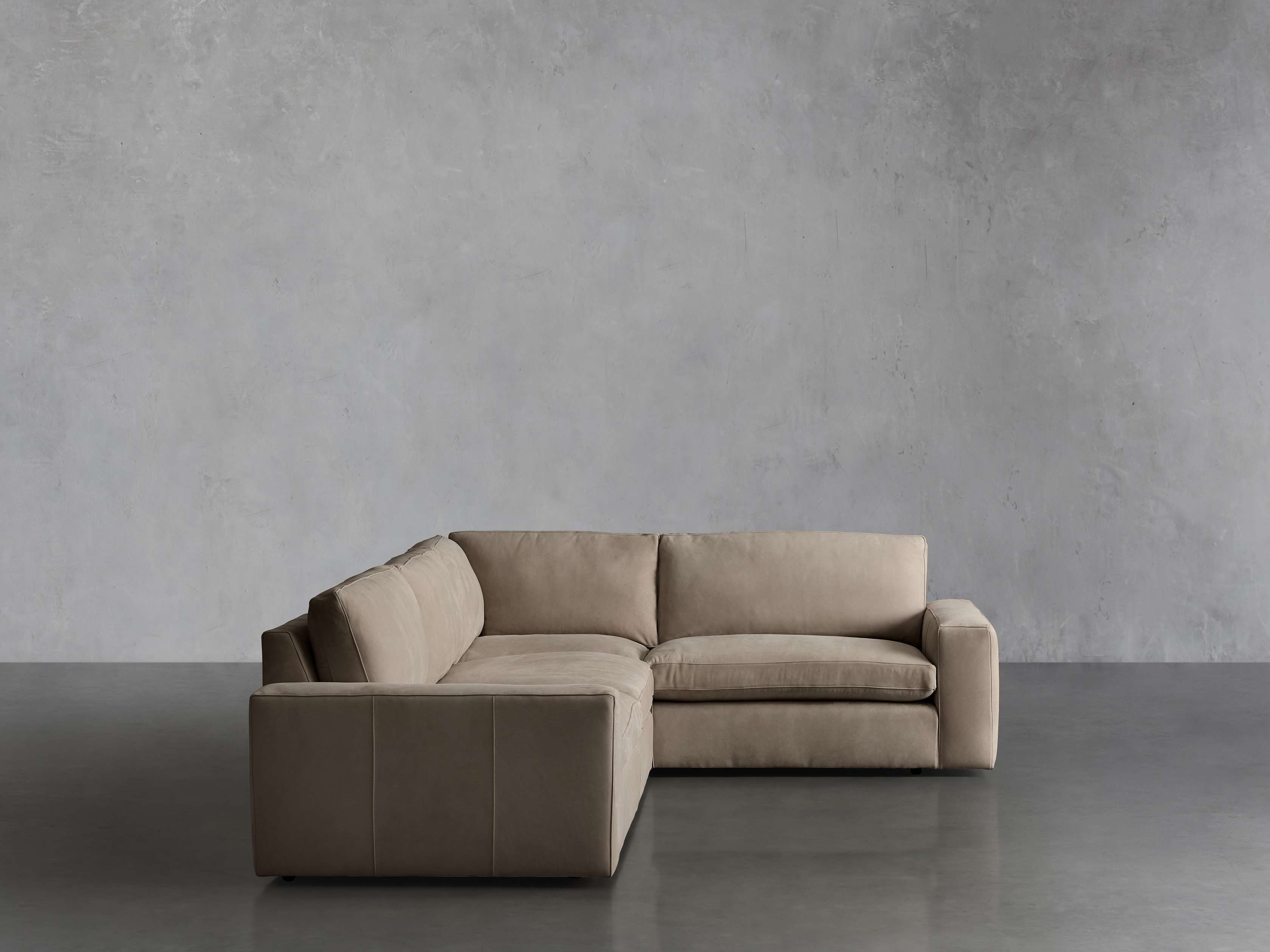 Kipton Wide Arm Nubuck Leather Two-Piece Sectional