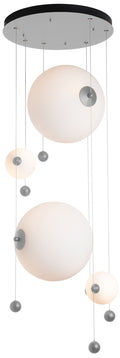 Abacus 4-Light Round LED Pendant - Platinum - Opal Glass - Standard Height