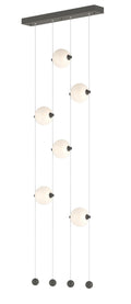 Abacus 6-Light Ceiling-to-Floor LED Pendant - Iron - Opal