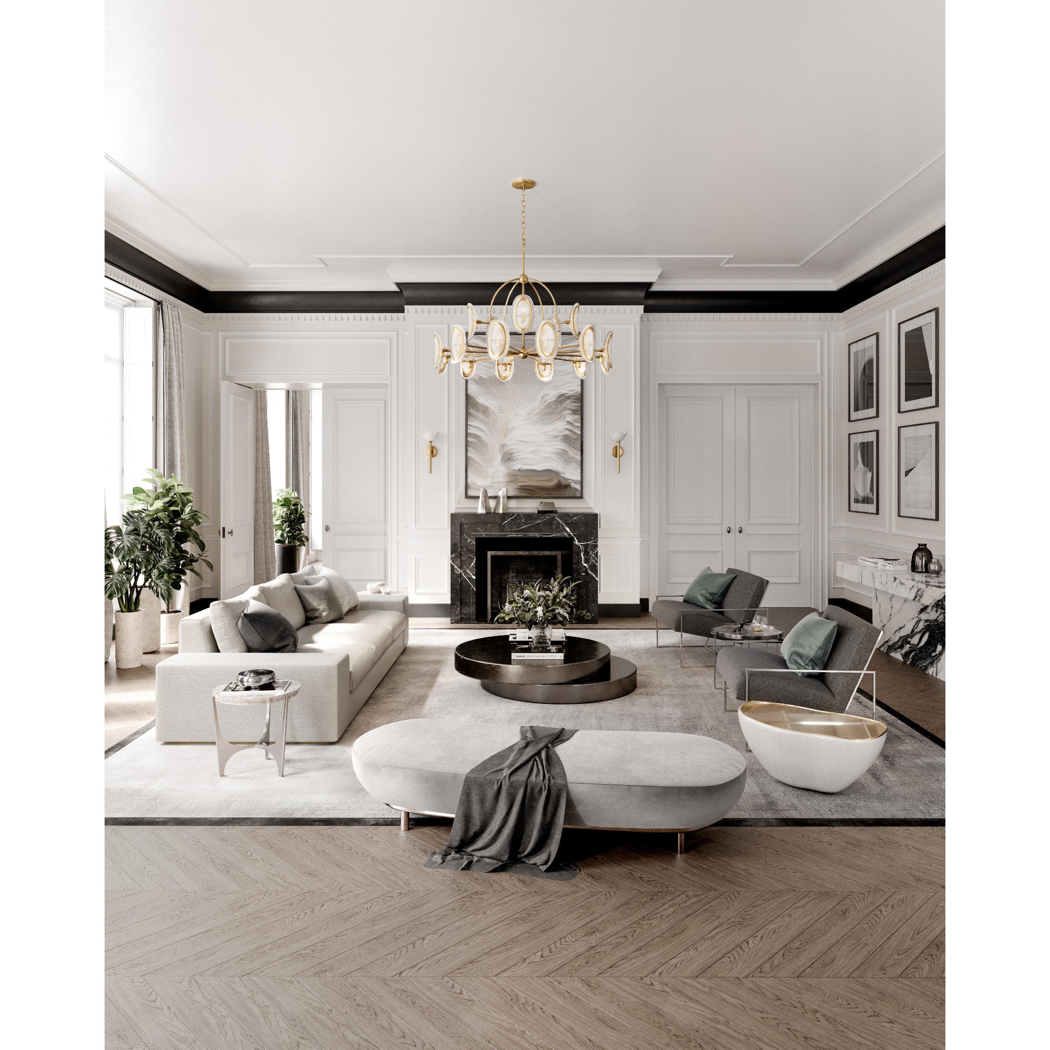 Danes 18-Light Chandelier in Vintage Gold Leaf 50L x 50W x 33H