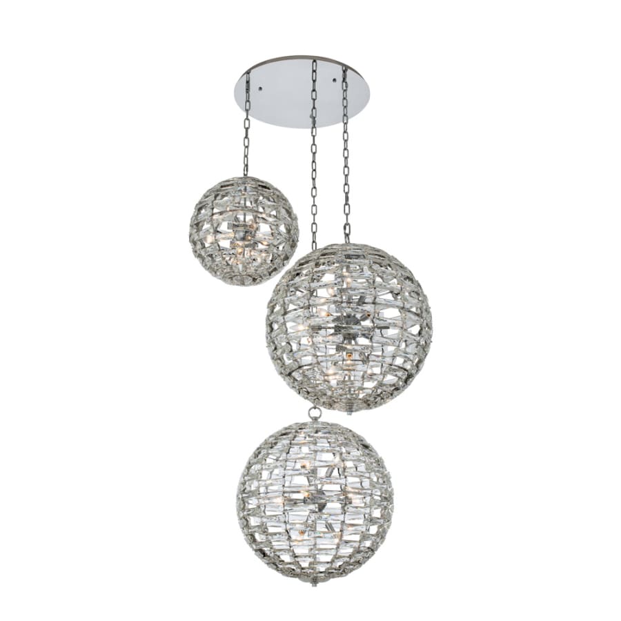 Allegri Alta 33 Light 48" Wide Crystal Multi Light Pendant - (1) 18" and (2) 26" Spheres