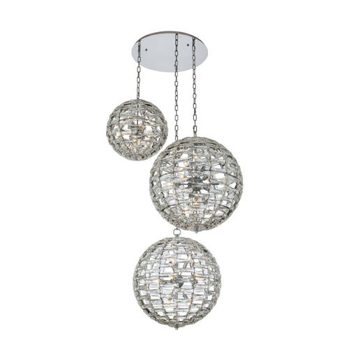 Allegri Alta 33 Light 48" Wide Crystal Multi Light Pendant - (1) 18" and (2) 26" Spheres