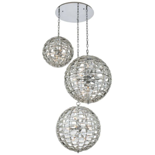 Allegri Alta 30 Light 44" Wide Crystal Multi Light Pendant - (2) 18" and (1) 26" Spheres