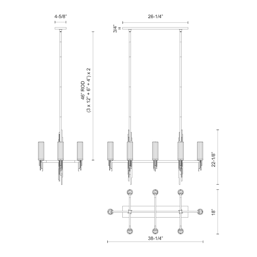 Alora Lighting Torres 38" Wide Linear Chandelier