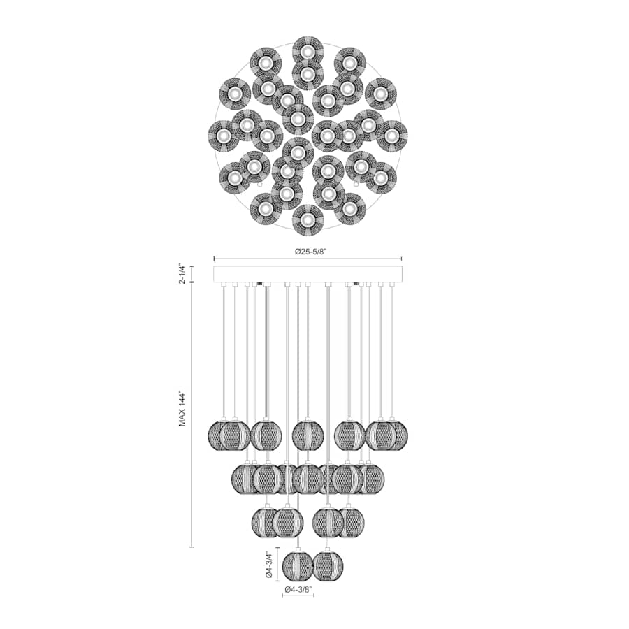 Alora Lighting Marni 36" Wide Waterfall Chandelier