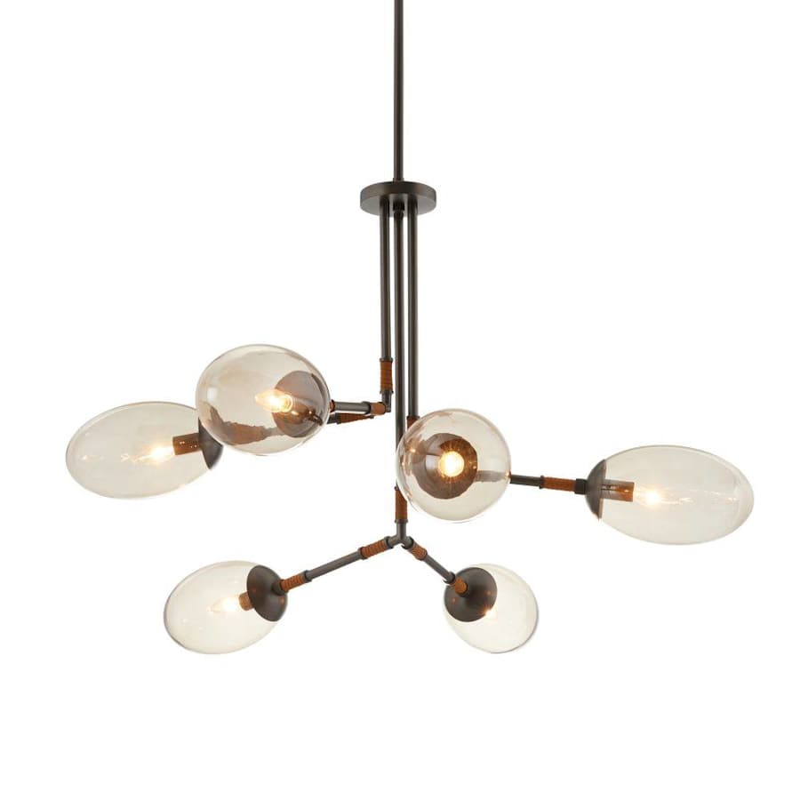 Arteriors Falcon 6 Light 41" Wide Sputnik Chandelier with Smoked Glass Shades