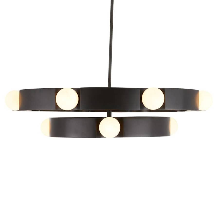 Arteriors Hans 44" Wide LED Ring Chandelier with Frosted Glass Shades