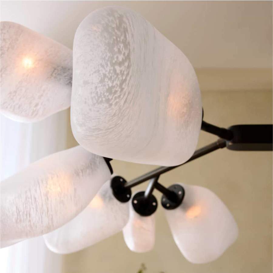 Arteriors Grozny 12 Light 44" Wide Linear Chandelier with Frosted Glass Shades