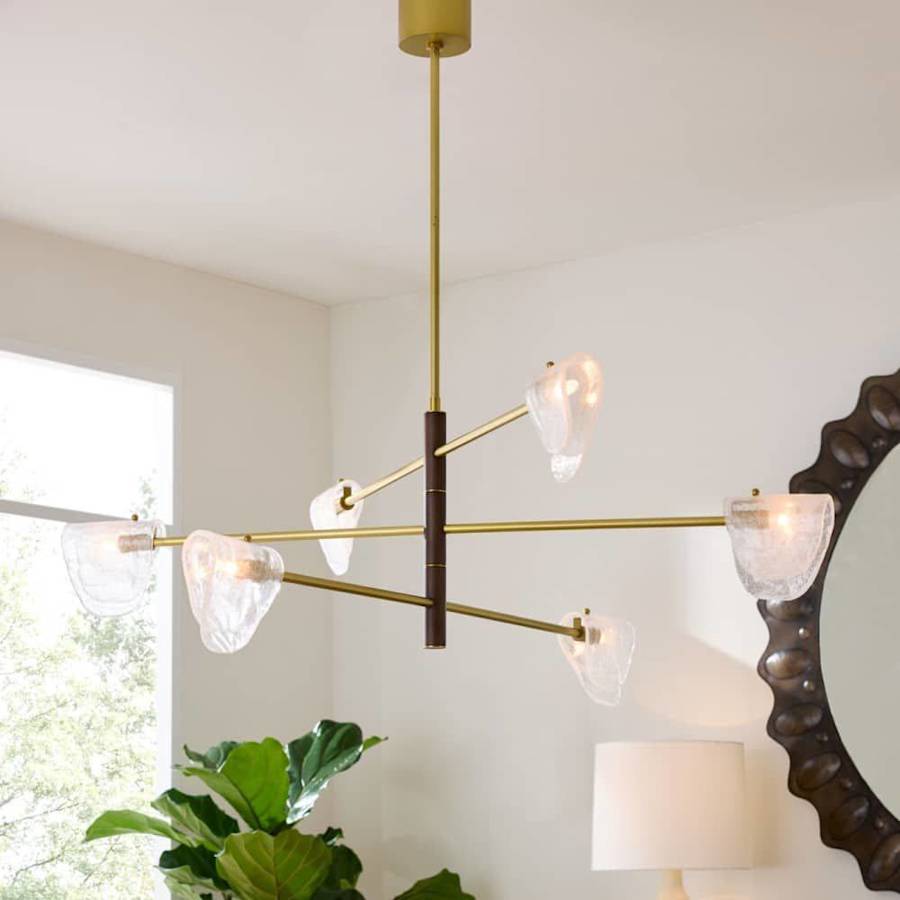 Arteriors Hockless 6 Light 52" Wide Chandelier with Seedy Glass Shades