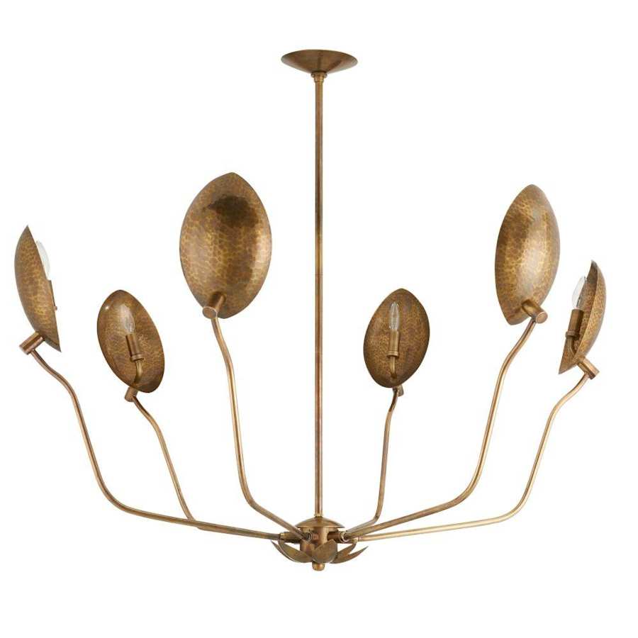 Arteriors Flores 6 Light 46" Wide Chandelier with Hammered Brass Shades