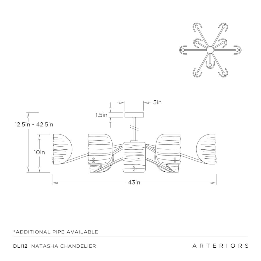 Arteriors Natasha Chandelier 9 Light 43" Wide Chandelier
