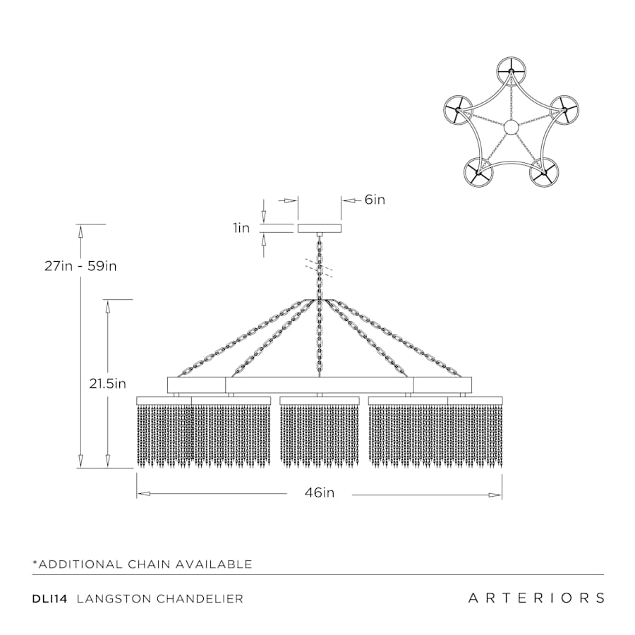 Arteriors Langston Chandelier 5 Light 46" Wide Chandelier