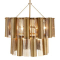 Arteriors Faramond 10 Light 35" Wide Waterfall Chandelier with Iron and Hammered Glass Shades