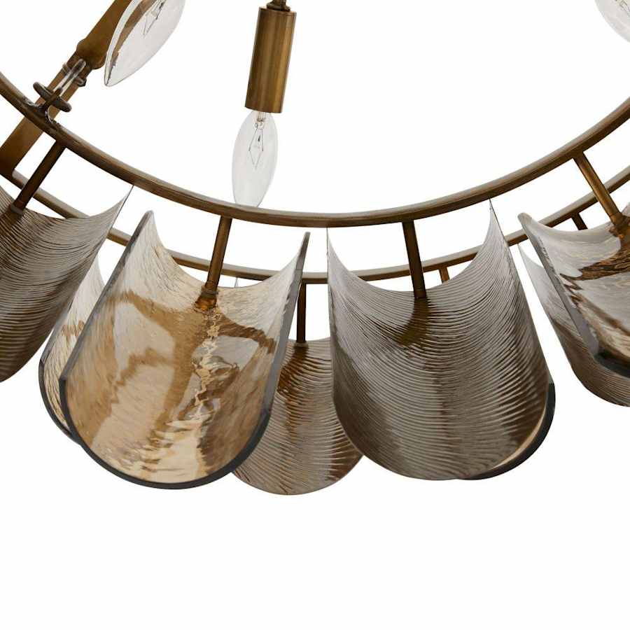 Arteriors Faramond 10 Light 35" Wide Waterfall Chandelier with Iron and Hammered Glass Shades