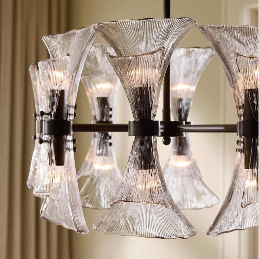 Arteriors Gwendolyn 16 Light 24" Wide Chandelier with Ribbed Glass Shades