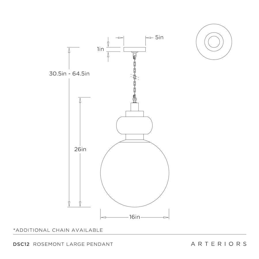 Arteriors Rosemont Large Pendant 16" Wide Pendant