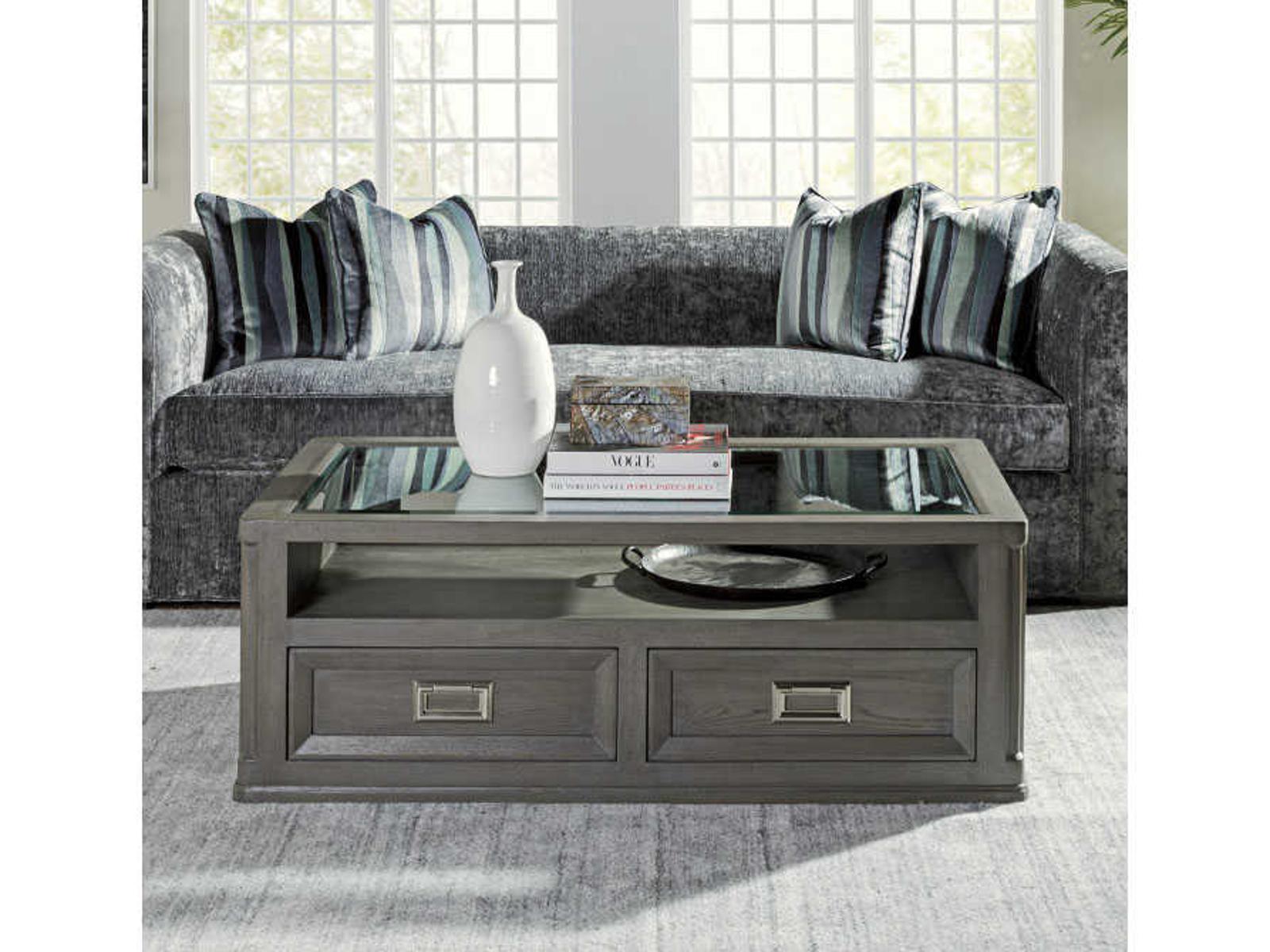 Appellation Rectangular Glass Coffee Table in Gray