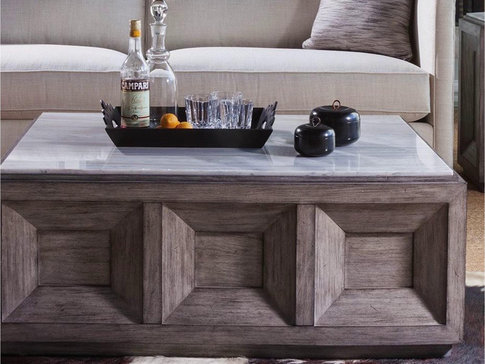 Dictum Rectangular Stone Silver White Gray Cocktail Table