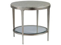 Home Gravitas Round End Table with Capiz Shell Top and Champagne Base