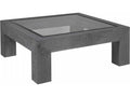Accolade Square Coffee Table with Beveled Glass Top in Waxed Carbon