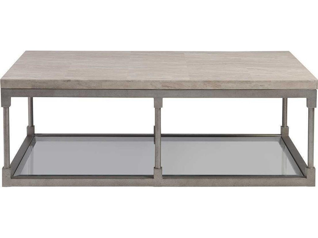 Home Topa Rectangular Coffee Table with Antiqued Silver Leaf Base