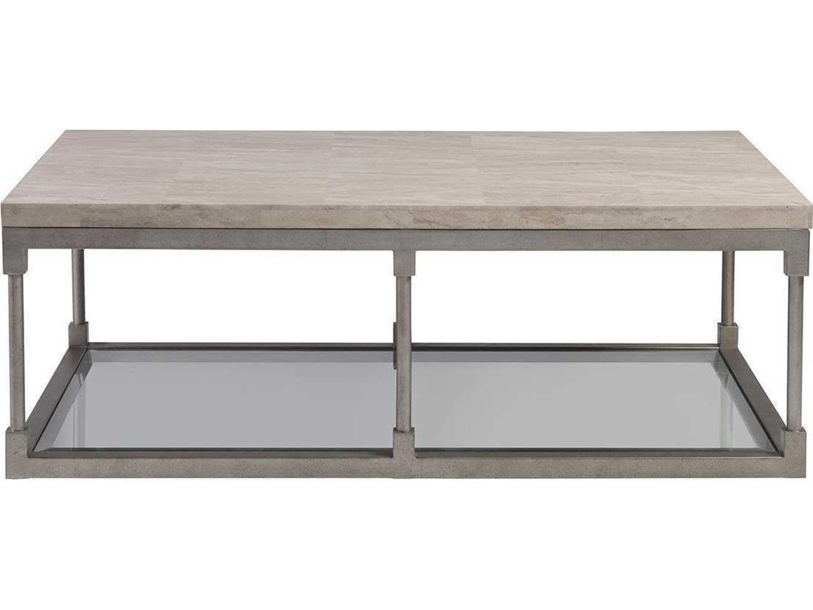 Home Topa Rectangular Coffee Table with Antiqued Silver Leaf Base