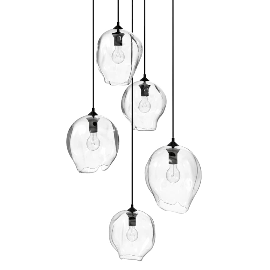 Avenue Lighting Sonoma Ave. 5 Light 28" Wide Multi Light Pendant with Water Glass Shades