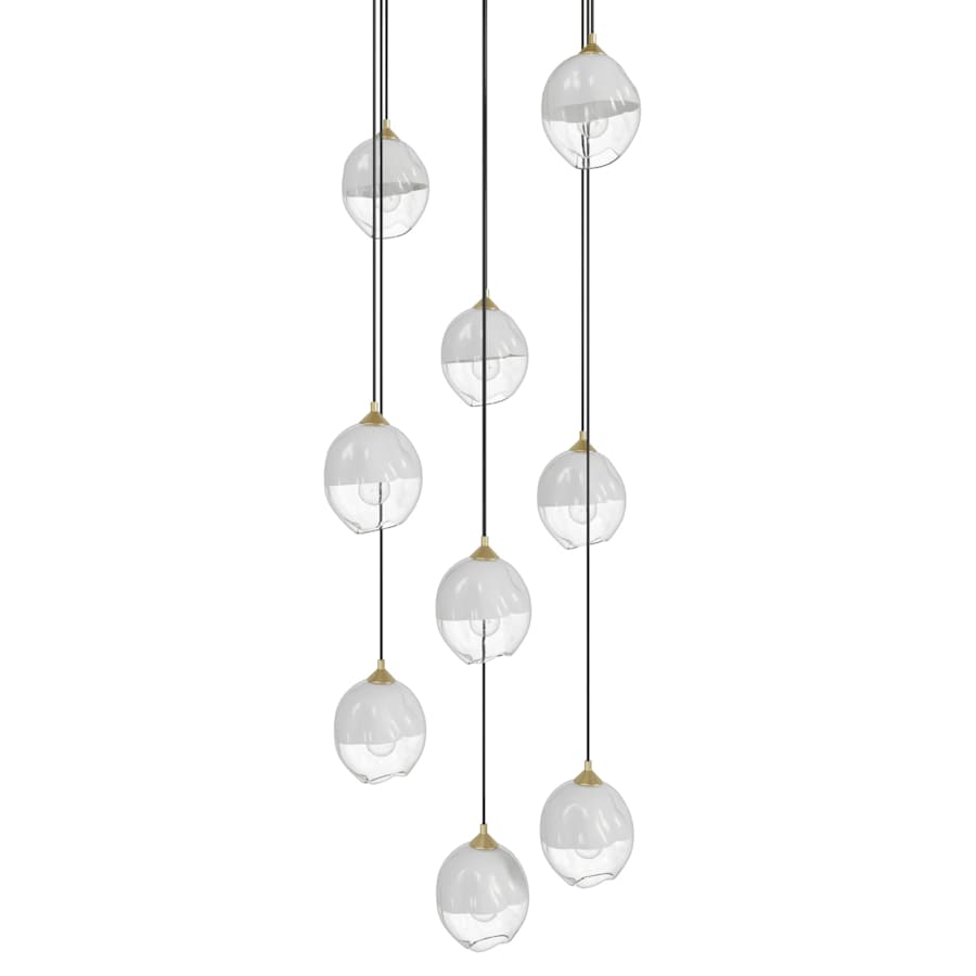 Avenue Lighting Sonoma Ave. 9 Light 37" Wide Multi Light Pendant with White/Clear Glass Shades