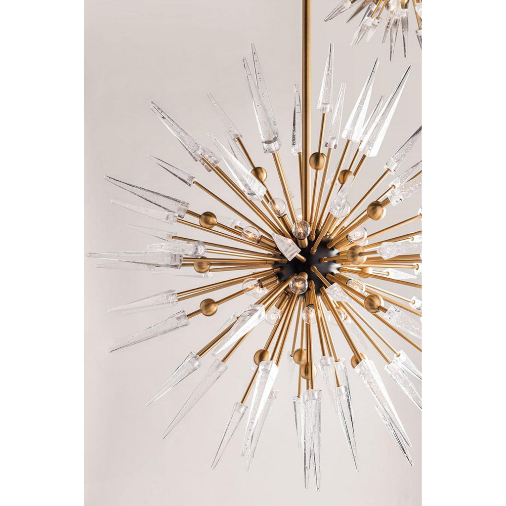 Sparta 12-Light Chandelier in Aged Brass 32L x 32W x 32H