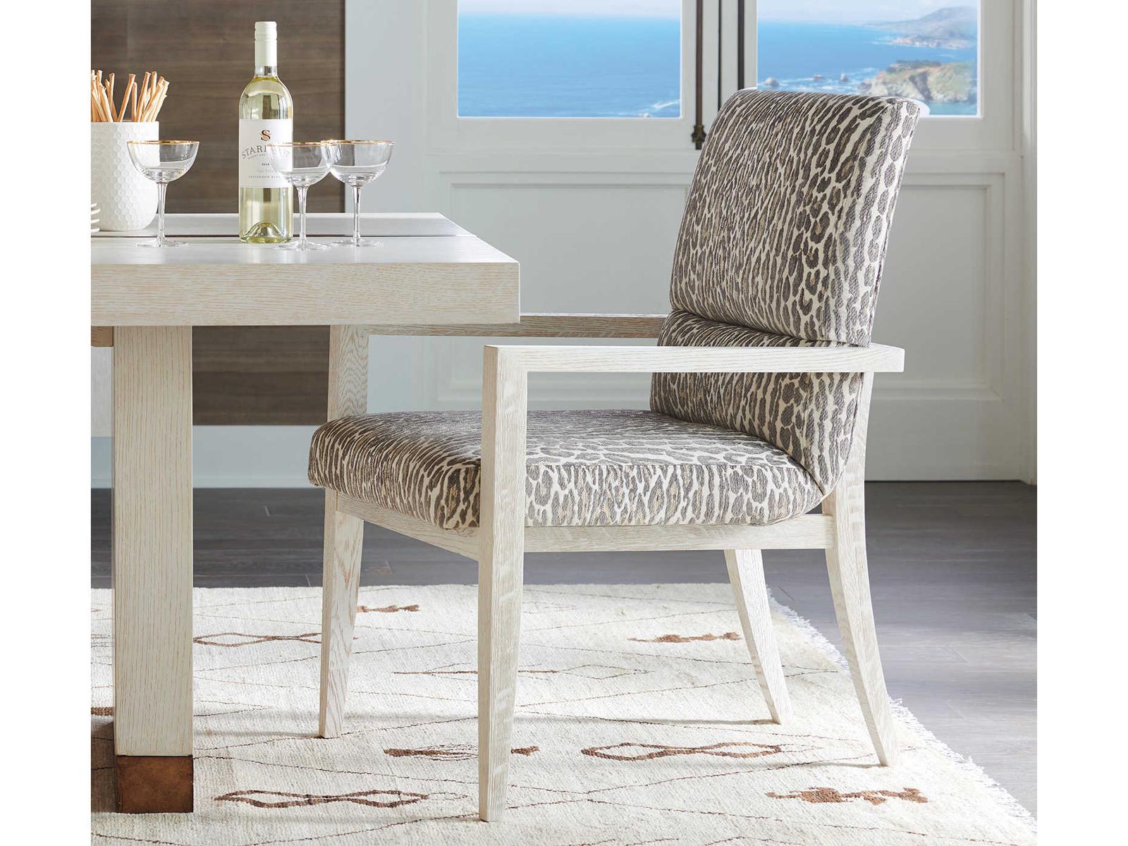 Carmel Palmero Upholstered Dining Armchair in Brown and Monterey Finish