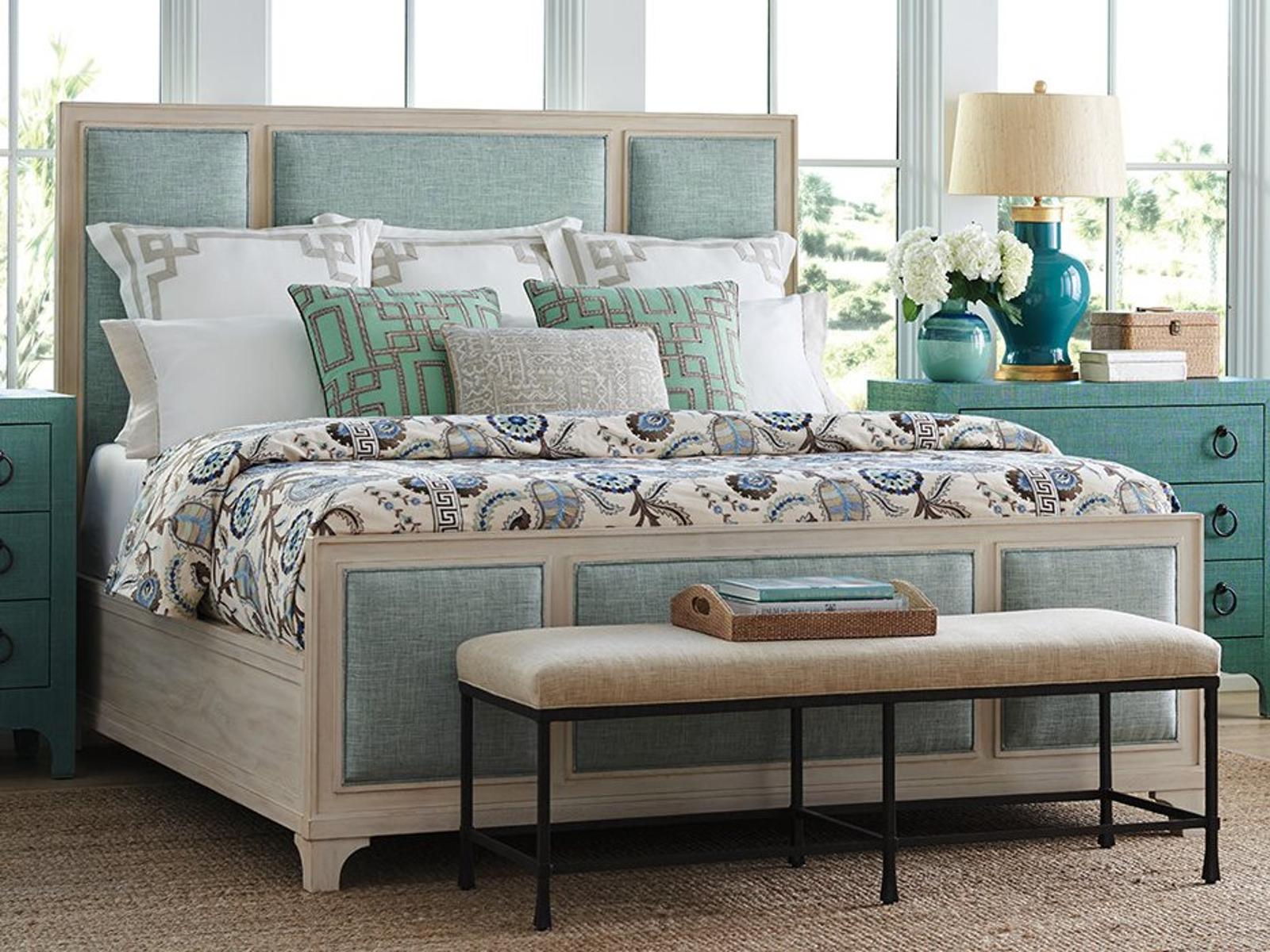 Newport Crystal Cove Sailcloth Beige Wood King Panel Bed