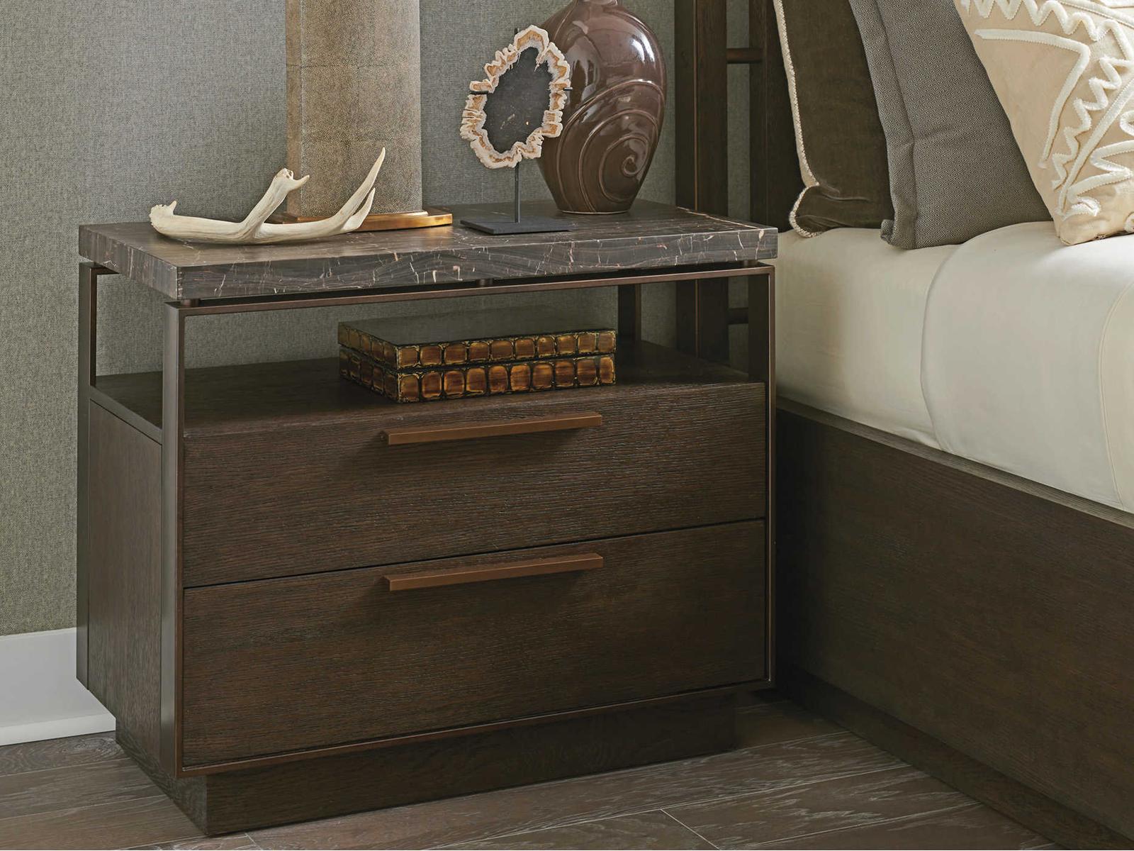 Empire Pass 2-Drawer Alpine Marble Top Nightstand