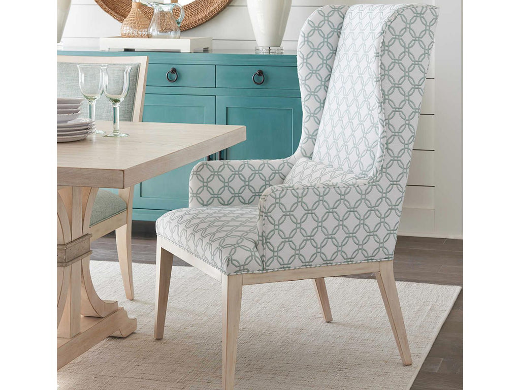 Newport Seacliff Upholstered Host Wing Chair with Sailcloth Finish