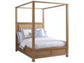 Newport Shorecliff Queen Canopy Bed with Raffia Headboard in Sandstone