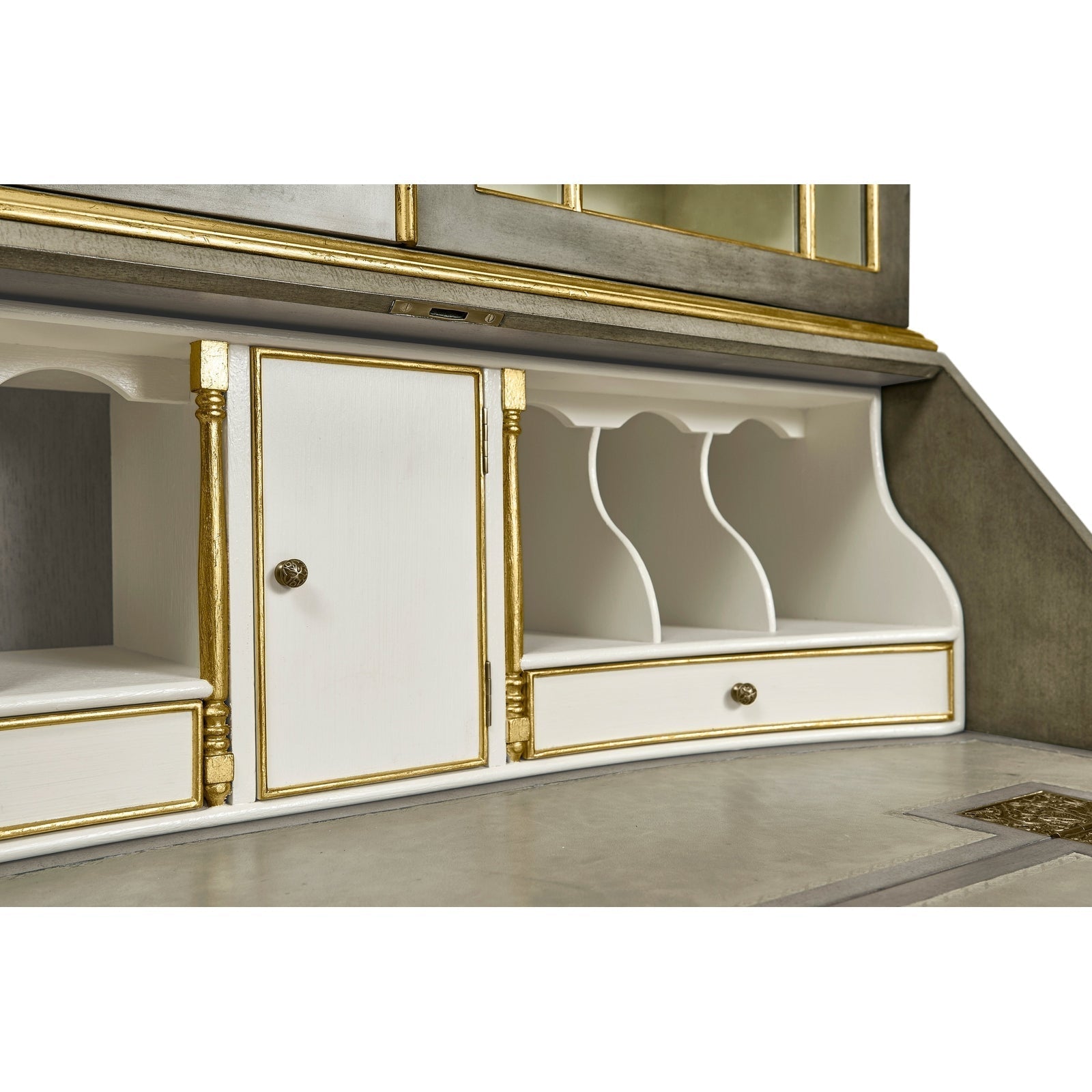 Jonathan Charles Buckingham Georgian Grey & Gilded Secretary Cabinet (492260-PBG)