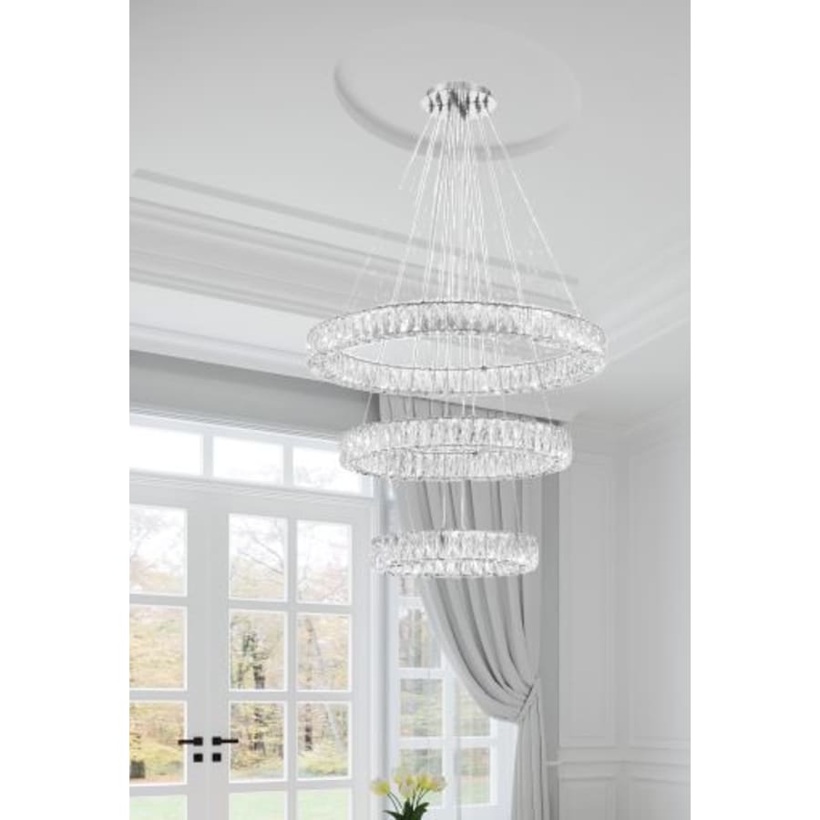 Bellevue 32" Wide LED Crystal Ring Chandelier