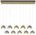 Brooklyn 10-Light Rectangular Pendant - Brass - Platinum - Opal