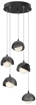 Brooklyn 16"W 5-Light Ink Accented Black Long Pendant w/ Opal Double S