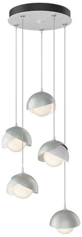 Brooklyn 16"W 5-Light Platinum Accented White Long Double Shade Pendan