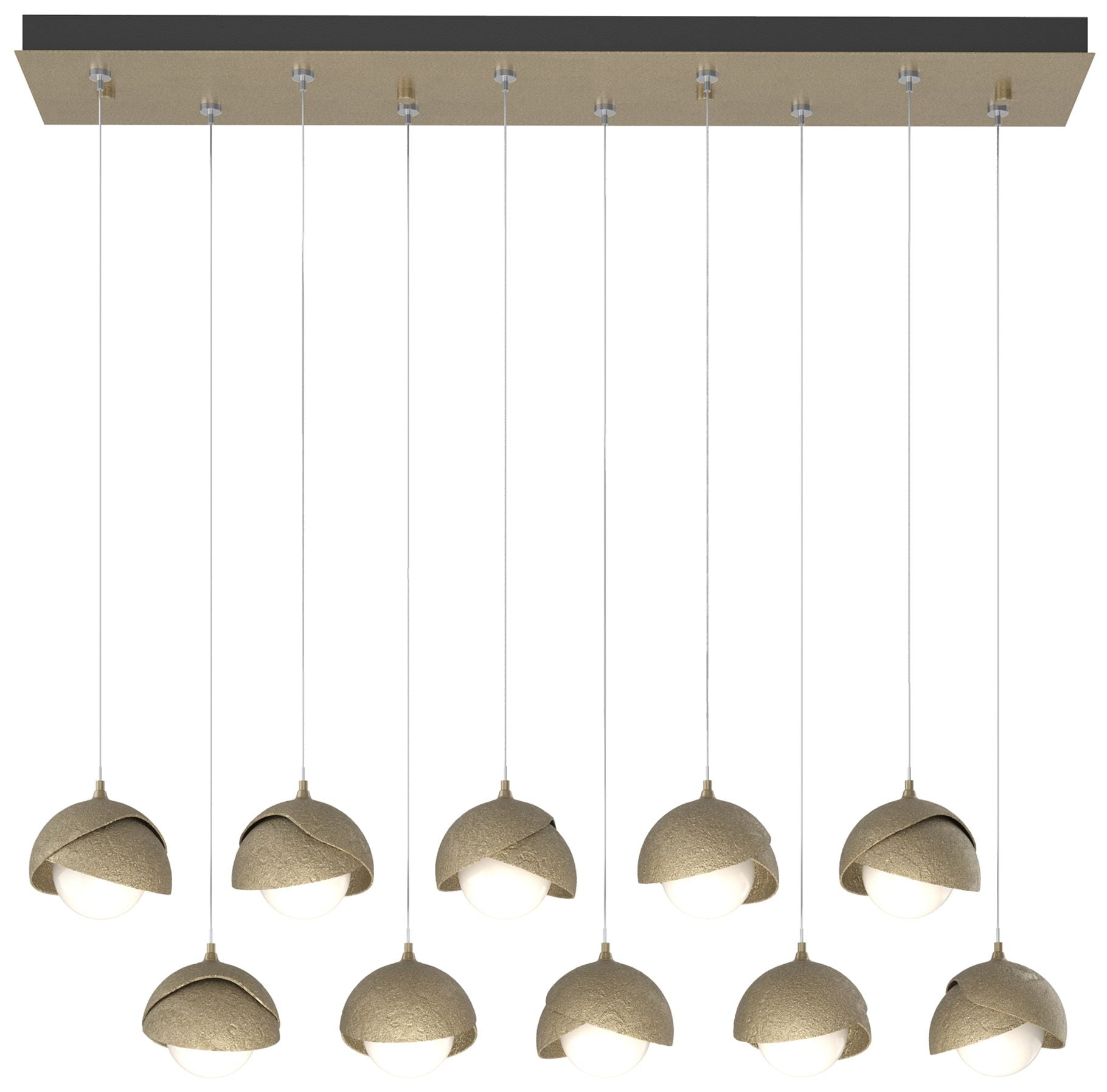 Brooklyn 44.5" Gold & Gold Rectangular Long 2-Shade Pendant