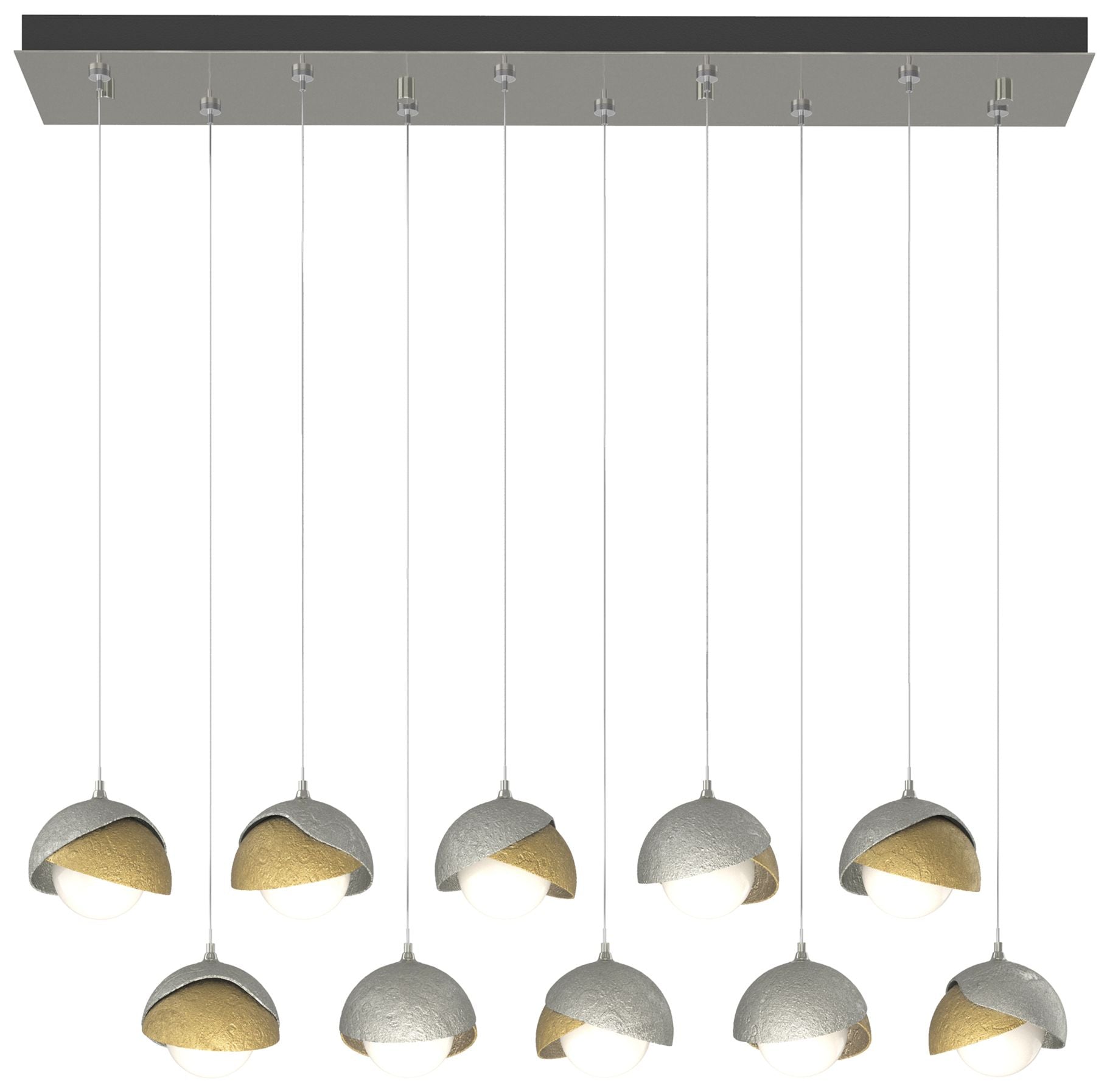 Brooklyn 44.5" Sterling & Brass Rectangular Long 2-Shade Pendant