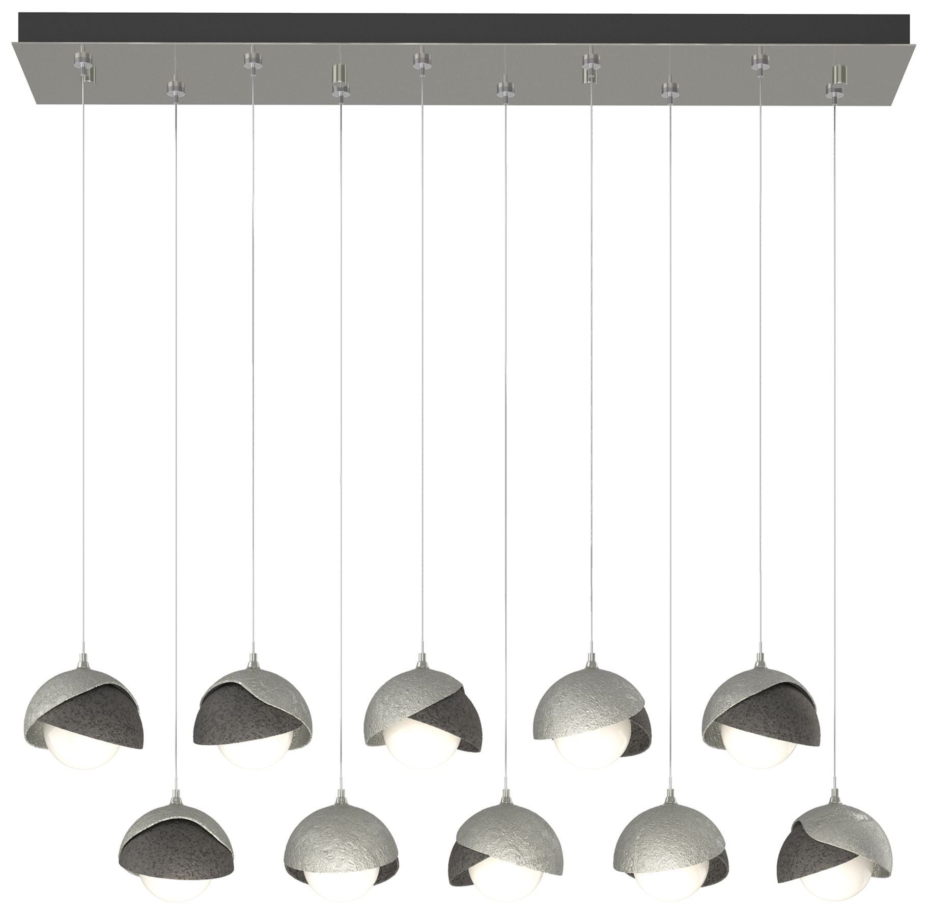 Brooklyn 44.5" Sterling & Iron Rectangular Long 2-Shade Pendant