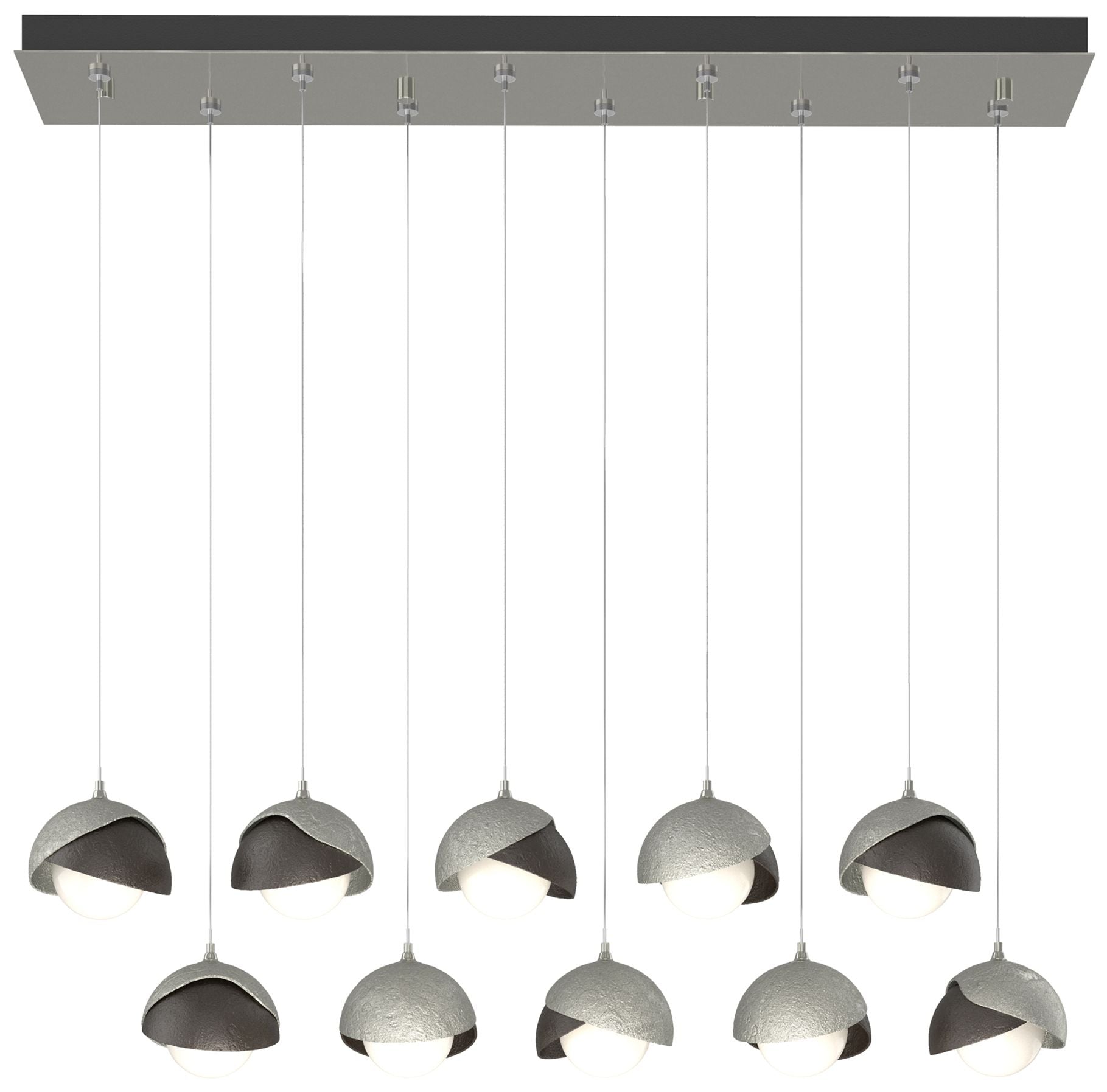 Brooklyn 44.5" Sterling & Rubbed Bronze Rectangular Long 2-Shade P