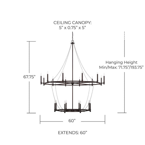 Capital Lighting Lancaster 20 Light 60" Wide Taper Candle Chandelier